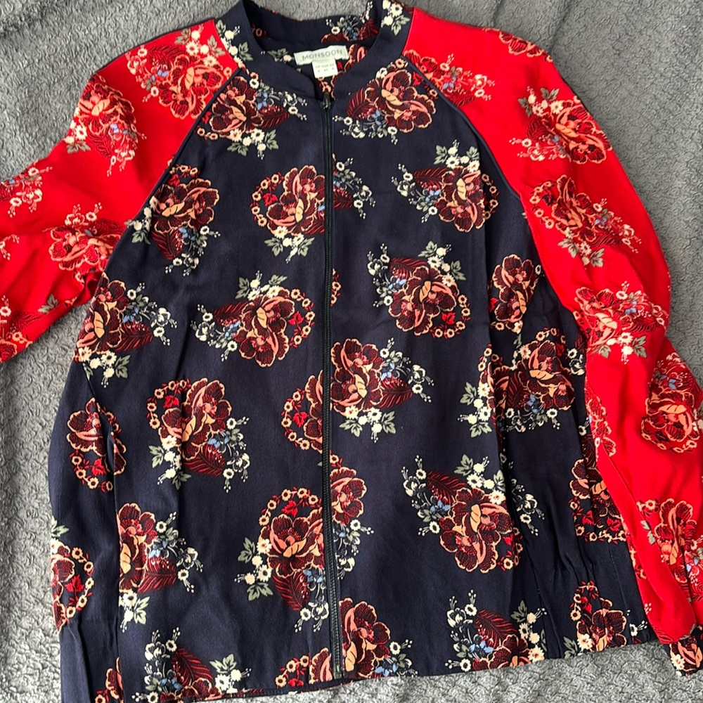 flower patterned zip up jacket